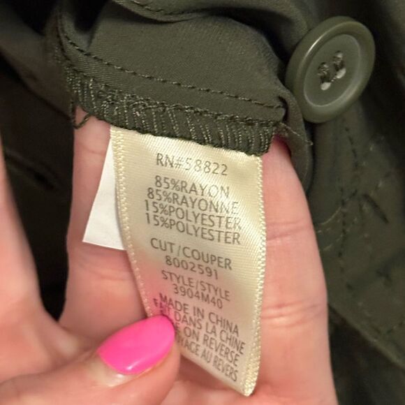 Max Studio Olive Green Button Down Sleeveless Ankle Jumpsuit - Picture 7 of 8